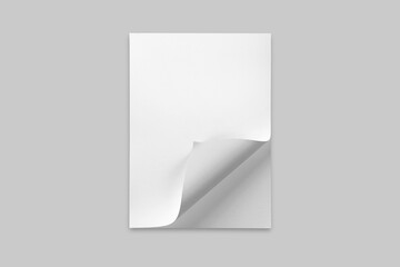 Blank bended paper sheet mockup.Stack of pages with curved corners. Top view. Business mockup template. Presentation of your branding and identity design.3d rendering.