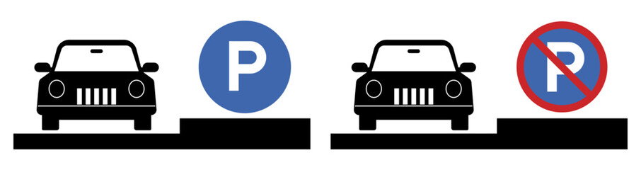 Car parking. Parking is prohibited sign. No parking. Don't park. Stock vector