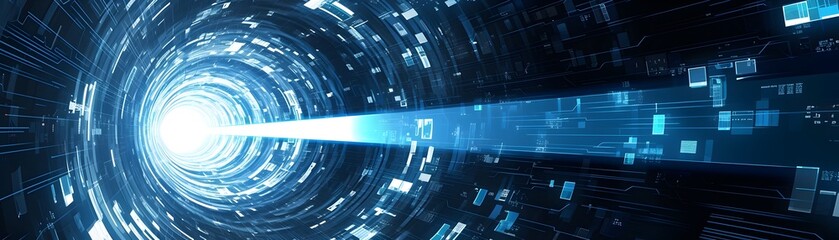 Hypnotic Cosmic Tunnel:A Vibrant Futuristic Journey through a Glowing Wormhole of Light and Color