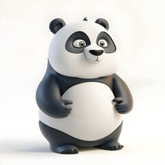 3D rendering of a cute and cuddly panda bear sitting on a white background

