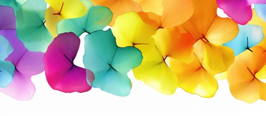 A copy space image of colorful ginkgo leaves