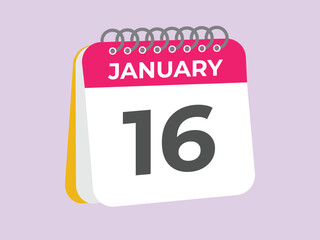 january 16 calendar reminder. 16 january daily calendar icon template. Calendar 16 january icon Design template. Vector illustration
