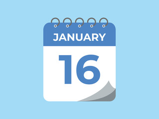 january 16 calendar reminder. 16 january daily calendar icon template. Calendar 16 january icon Design template. Vector illustration
