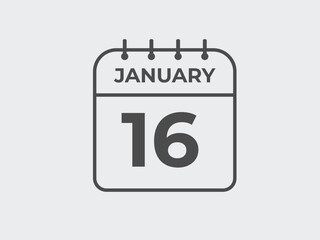 january 16 calendar reminder. 16 january daily calendar icon template. Calendar 16 january icon Design template. Vector illustration
