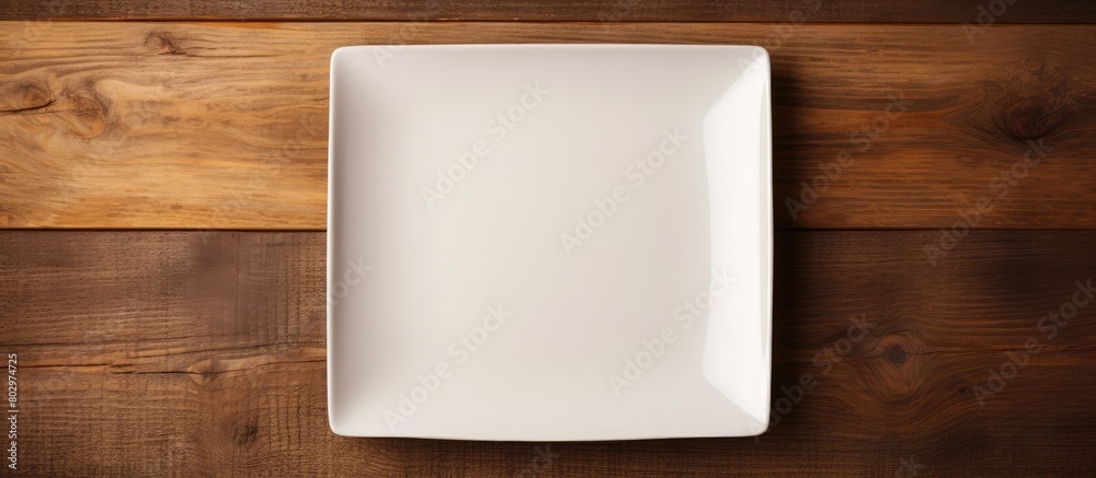 Leinwandbilder a copy space image of an empty square plate placed on a wooden surface offering ample space for your