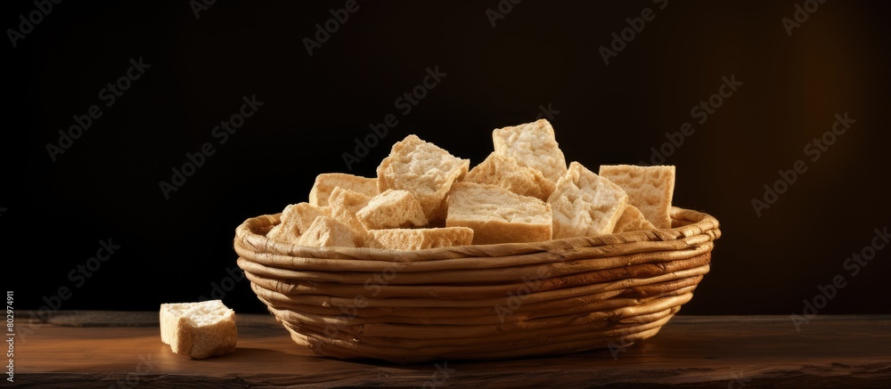 Aufkleber A basket displaying a raw tempeh with a blank space for additional information or copy space image