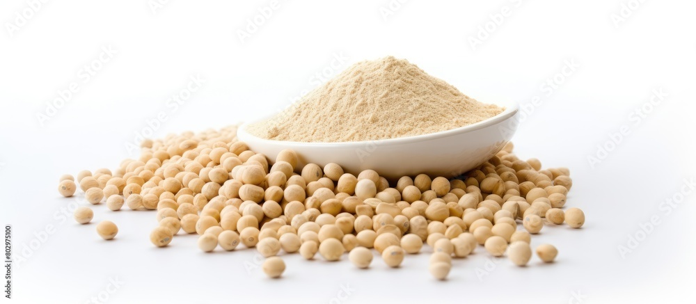 Poster a copy space image of nutritious soy against a clean white backdrop