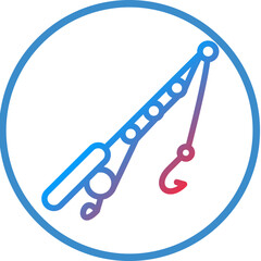 Fishing Line and Hook Icon Style