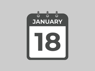 january 18 calendar reminder. 18 january daily calendar icon template. Calendar 18 january icon Design template. Vector illustration
