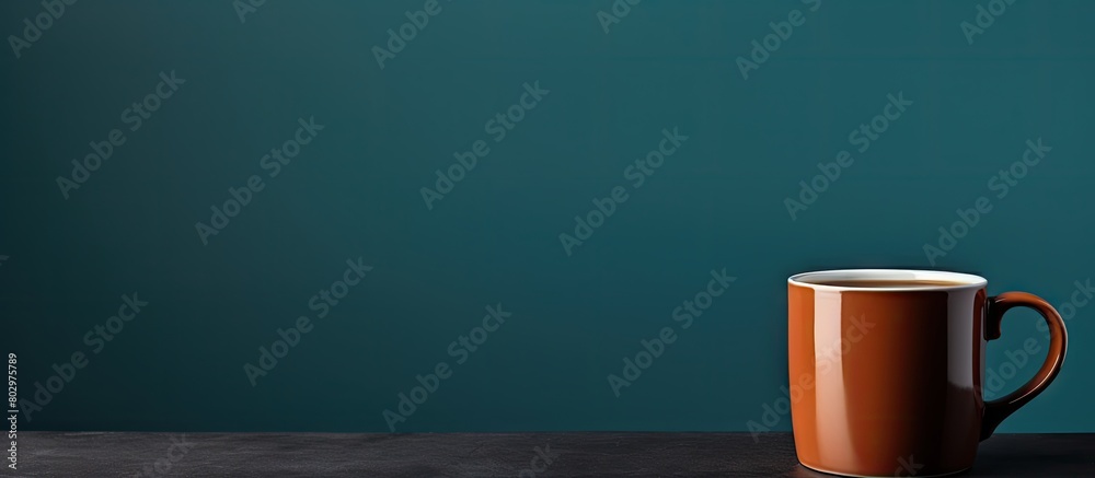 Poster a copy space image of a mug filled with black coffee standing alone against a plain background