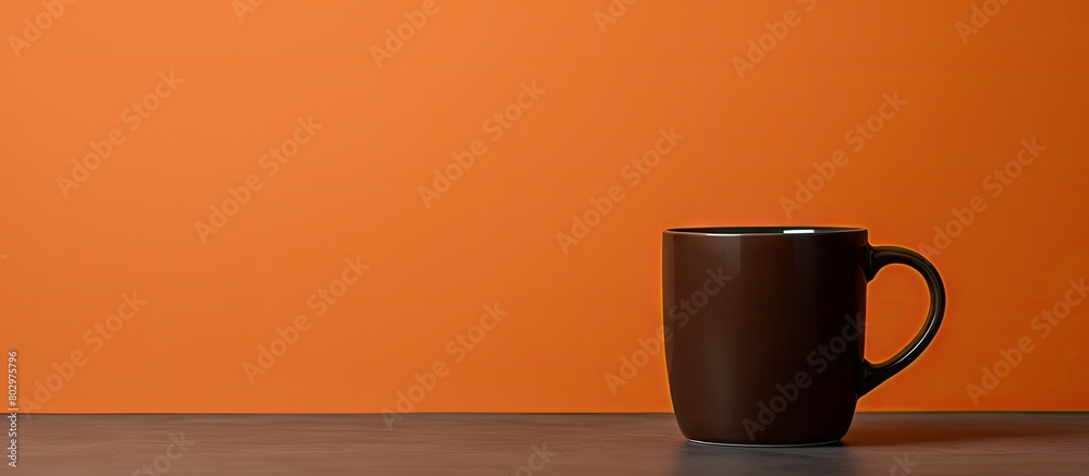 Poster a copy space image of a mug filled with black coffee standing alone against a plain background