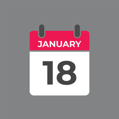 january 18 calendar reminder. 18 january daily calendar icon template. Calendar 18 january icon Design template. Vector illustration
