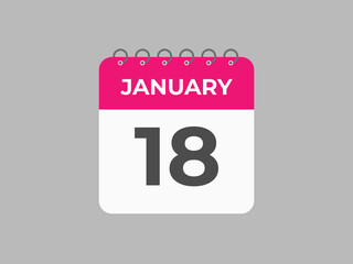 january 18 calendar reminder. 18 january daily calendar icon template. Calendar 18 january icon Design template. Vector illustration

