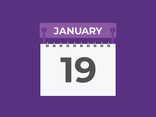 january 19 calendar reminder. 19 january daily calendar icon template. Calendar 19 january icon Design template. Vector illustration
