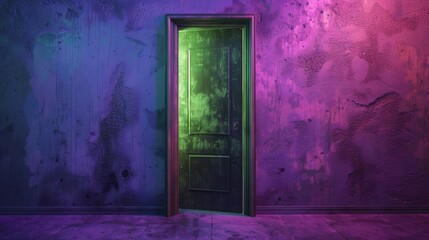 The background is completely mix Green and Purple with no texture and the door is in the right hand side