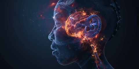 Neurofibromatosis Type 2: The Vestibular Schwannoma and Hearing Loss - Imagine a person with a highlighted tumor on the vestibulocochlear nerve