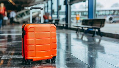 Travel suitcase positioned at the entrance of an aircraft for passengers boarding