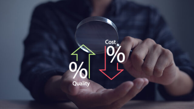 Cost and quality control concepts Cost optimization for products Quality control and cost reduction