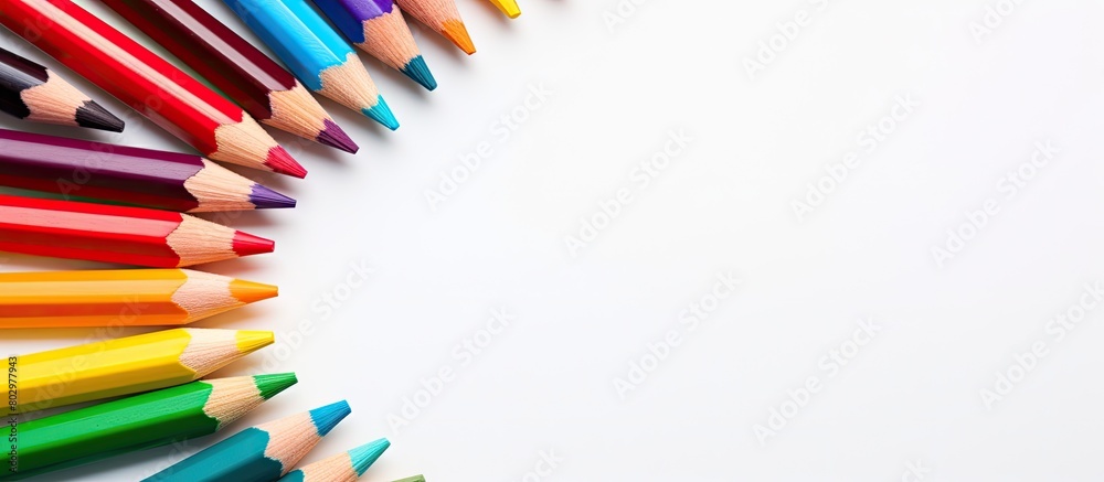 Aufkleber a copy space image showing colorful pencils placed in the center on a white background ideal for kid
