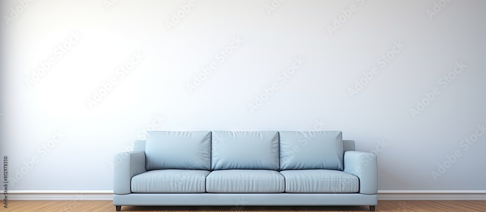 Poster A contemporary sofa positioned beside a pristine white wall offering a blank area for displaying images or text. with copy space image. Place for adding text or design