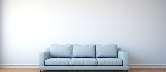 A contemporary sofa positioned beside a pristine white wall offering a blank area for displaying images or text. with copy space image. Place for adding text or design