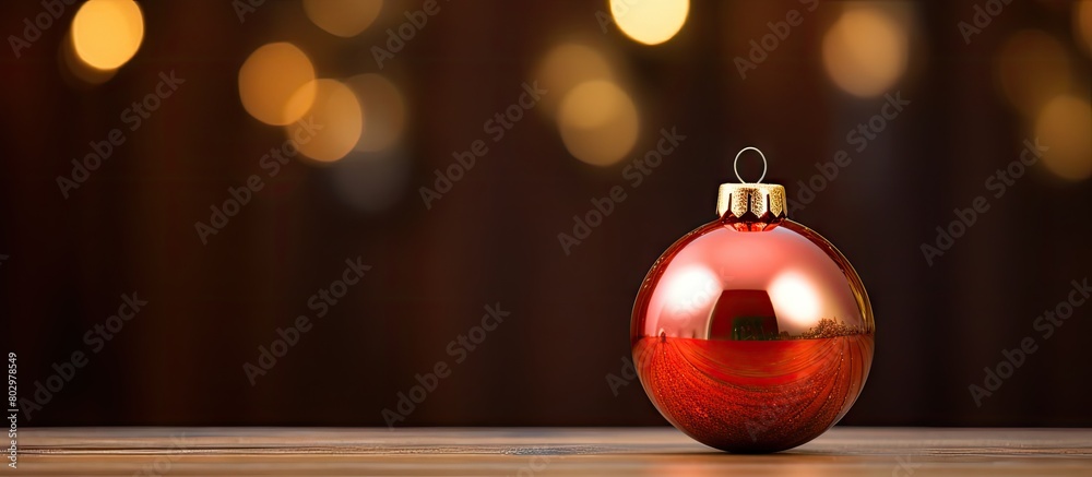 Aufkleber a festive christmas ornament against a wooden backdrop providing ample negative space for additional
