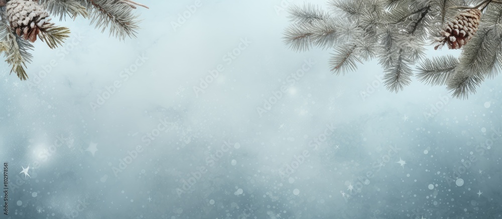 Aufkleber a christmas and new year card with a copy space image featuring pine needle branches on a vintage sn