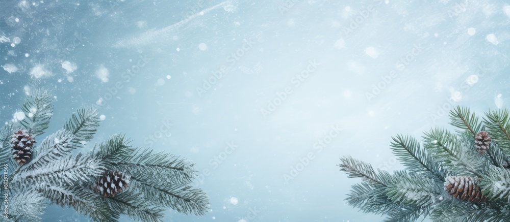 Poster a christmas and new year card with a copy space image featuring pine needle branches on a vintage sn