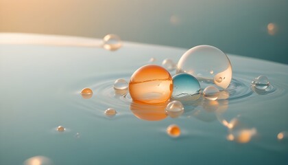 A whimsical composition of delicate, gradient bubbles floating against a backdrop of soothing...
