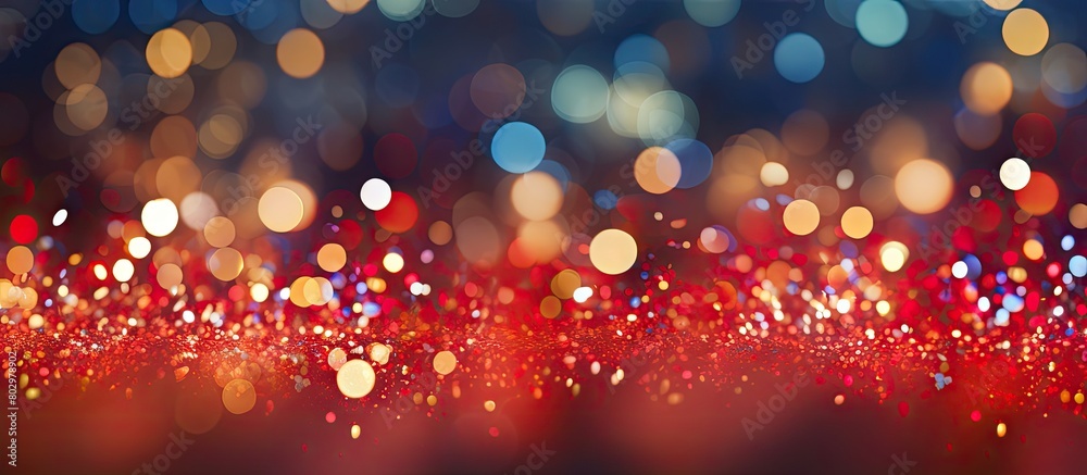 Poster A beautiful blurred glow with red sparkles and colorful dots creates a festive background perfect for Christmas Silvester celebration and happy new year annotations Great as a copy space image
