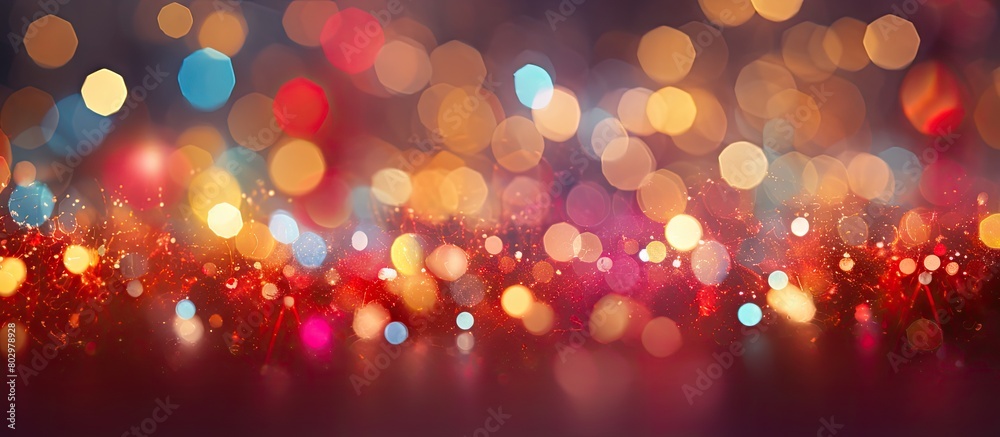 Aufkleber A beautiful blurred glow with red sparkles and colorful dots creates a festive background perfect for Christmas Silvester celebration and happy new year annotations Great as a copy space image