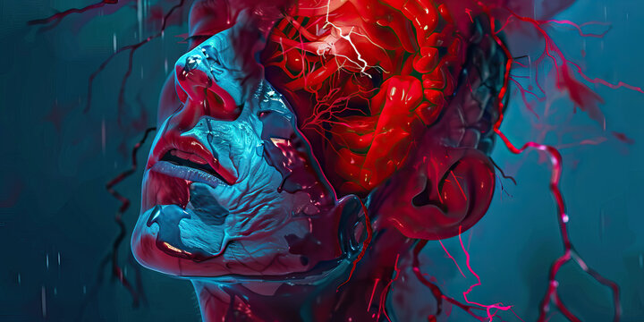 Transverse Sinus Thrombosis: The Headache and Neurological Deficits - Visualize a person with a highlighted transverse sinus showing blood clot formation, experiencing headaches and neurological