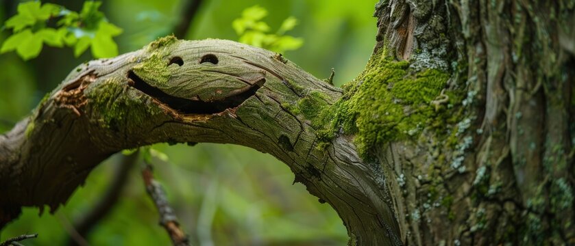 a tree with smiley face, sense of humour of nature
