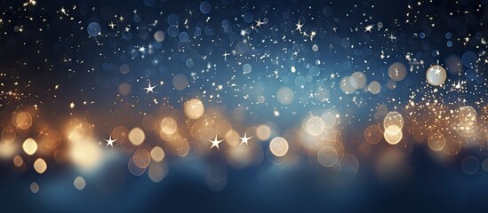 A Christmas background featuring twinkly lights and stars in the sky creating a festive atmosphere Ideal for displaying text or other elements. with copy space image. Place for adding text or design - Powered by Adobe