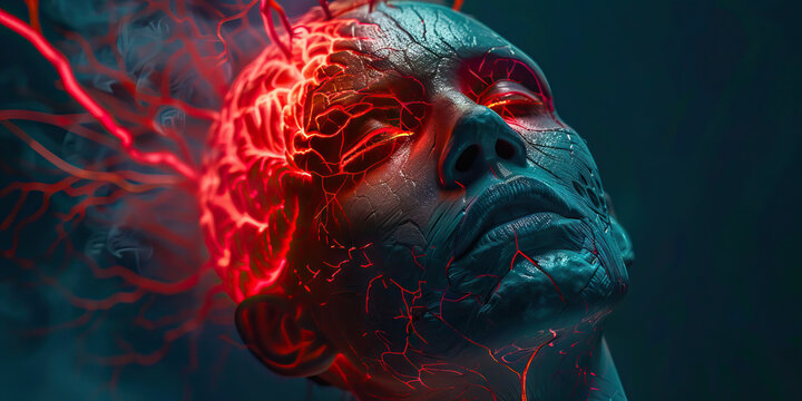 Transverse Sinus Thrombosis: The Headache and Neurological Deficits - Visualize a person with a highlighted transverse sinus showing blood clot formation, experiencing headaches and neurological