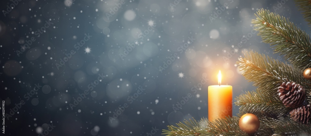 Poster a beautiful christmas background with a candle and christmas tree branches perfect for copy space im