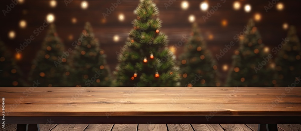 Poster a copy space image of a wooden table mockup sits amidst a cozy background filled with home plants an