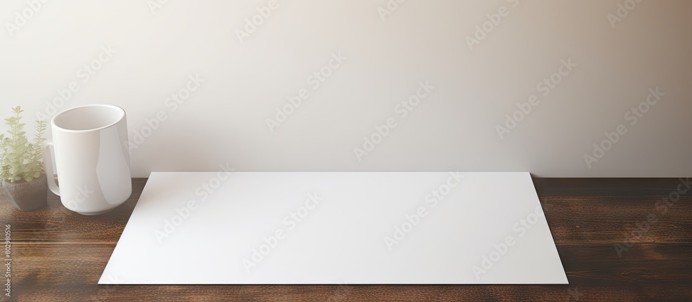 Poster a copy space image of a white paper placed on top of a table