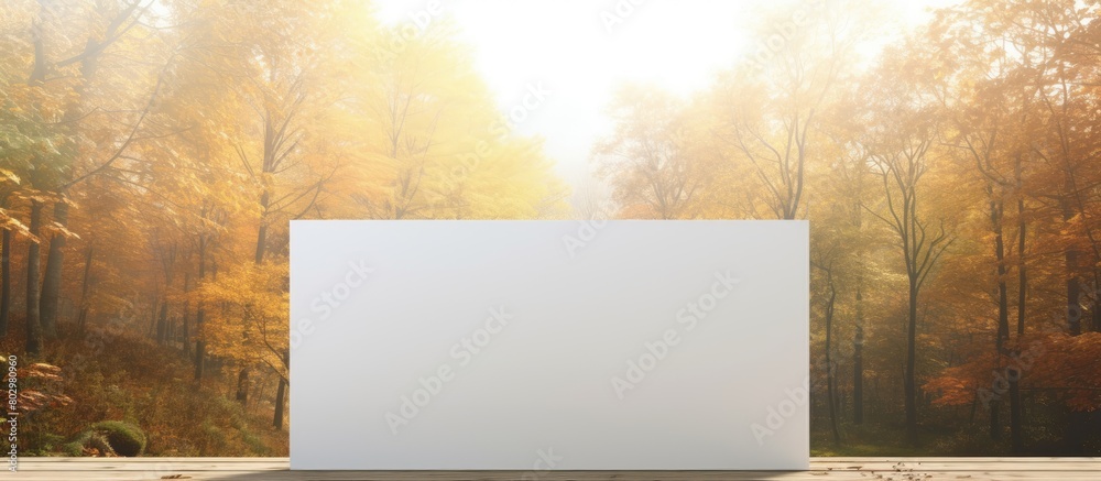 Aufkleber a copy space image of an inscription or advertisement can be placed on a white wooden table set agai