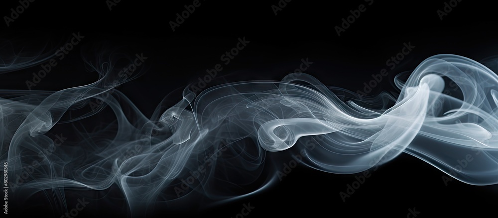 Poster a black background hosts a collection of white smoke in this copy space image