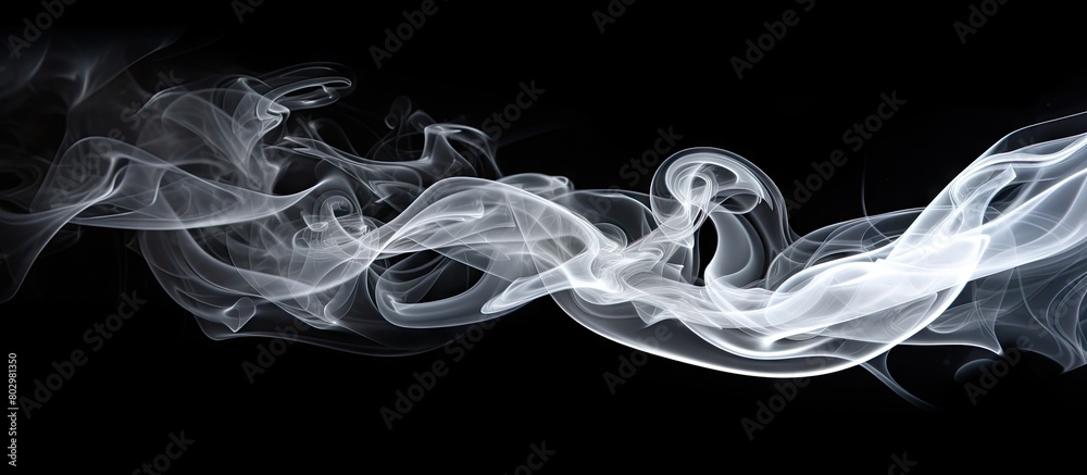 Poster a black background hosts a collection of white smoke in this copy space image