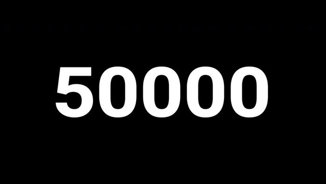 Increasing counting number 0 to 100k for price like views figures or amount concepts