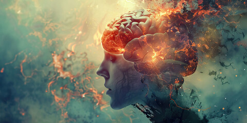 Neurotoxicity: The Brain Damage from Environmental or Chemical Exposure - Visualize a person with a highlighted brain affected by neurotoxins