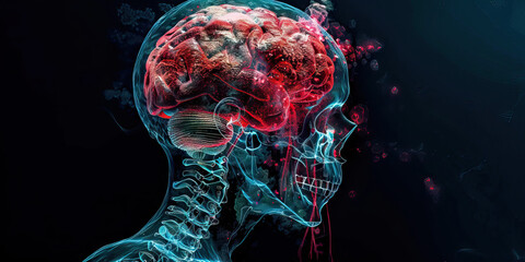 Neurotoxicity: The Brain Damage from Environmental or Chemical Exposure - Visualize a person with a highlighted brain affected by neurotoxins