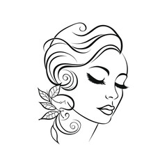 Woman head silhouette in modern outline style