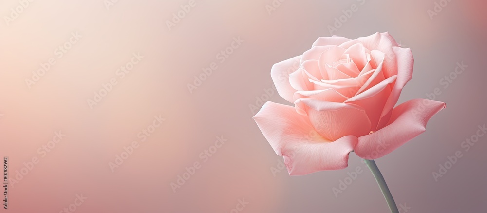 Poster A delicate pastel pink handcrafted rose captured in close up with a soft background and ample copy space for additional elements in the image