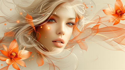 digital collage with a girl’s face, business cards for festivals and concerts, healthy lifestyle advertising