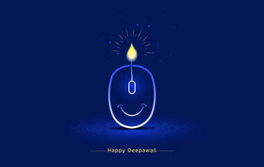 Modern creative design for Diwali festival celebration. Smiling Eco friendly green technology with computer mouse illustration.