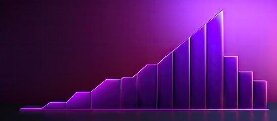 A concept of growing economy is depicted by an upward graph arrow on a purple background known as a stock market growth copy space image
