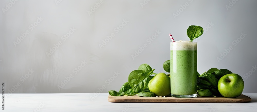 Aufkleber A copy space image of an apple and spinach smoothie set against a white textured background